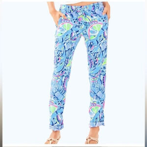 Size XXS new with tags Aden linen pants blue peri pinch pinch​